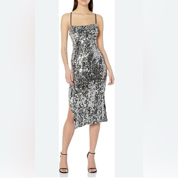 Dress The Population Metallic Sequin Midi Dress